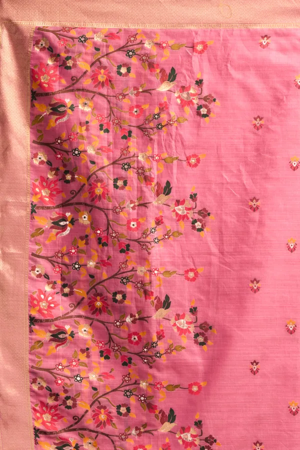 Pink_Munga_Cotton_Mina_Work_Zari_Border_Saree_For_Women