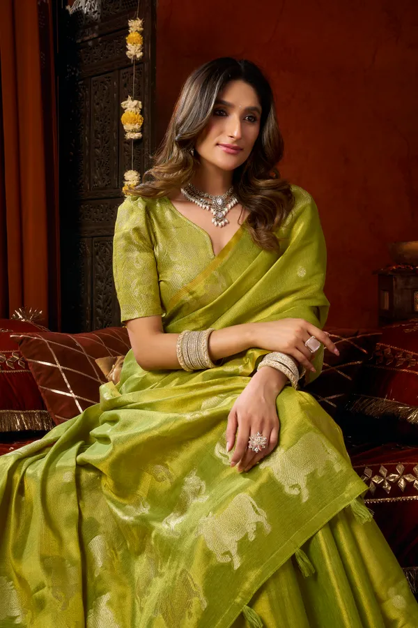 Green_Heavy_Tissue_Allover_Butta_Fancy_Tassel_Saree_For_Women
