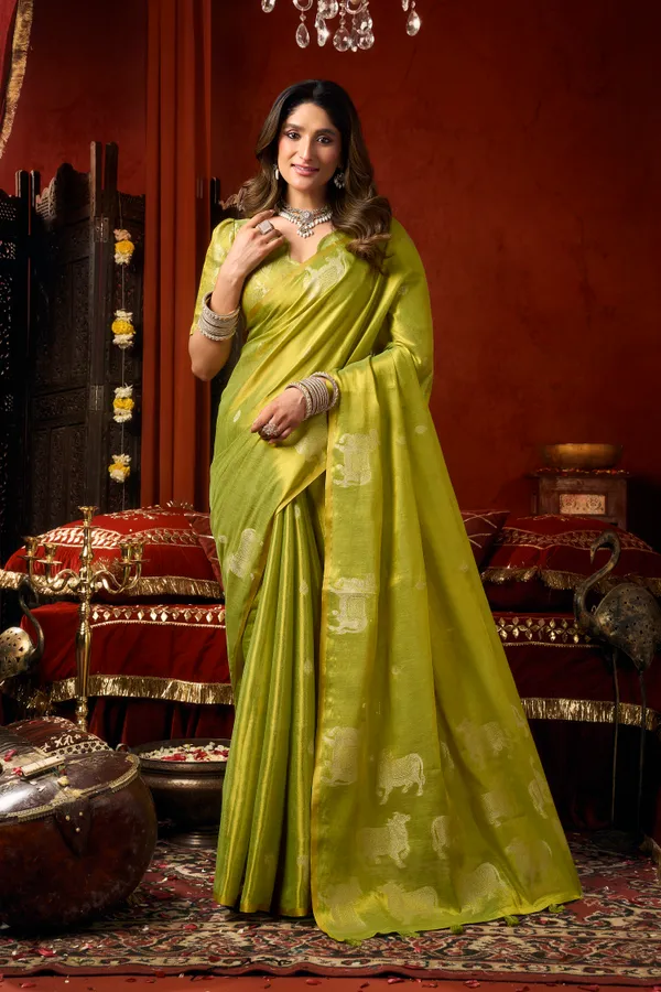 Green_Heavy_Tissue_Allover_Butta_Fancy_Tassel_Saree_For_Women