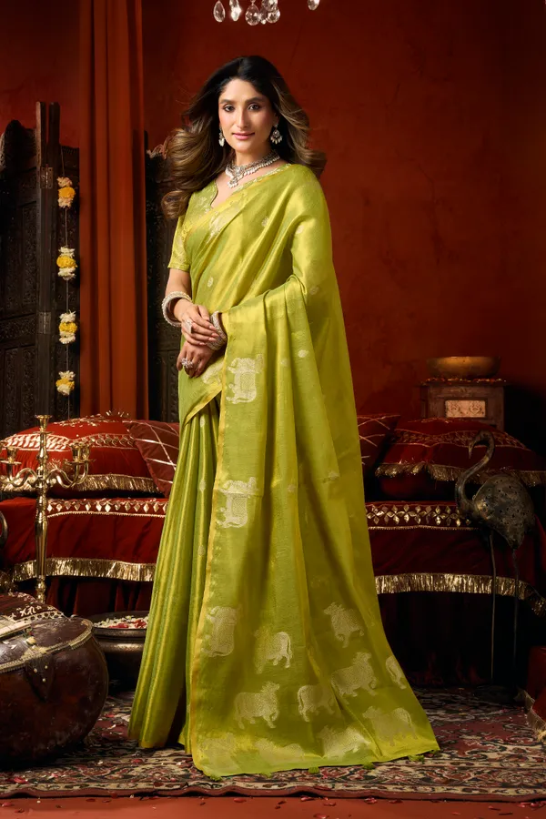 Green_Heavy_Tissue_Allover_Butta_Fancy_Tassel_Saree_For_Women