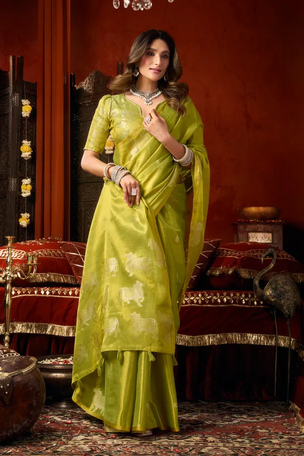 Green_Heavy_Tissue_Allover_Butta_Fancy_Tassel_Saree_For_Women