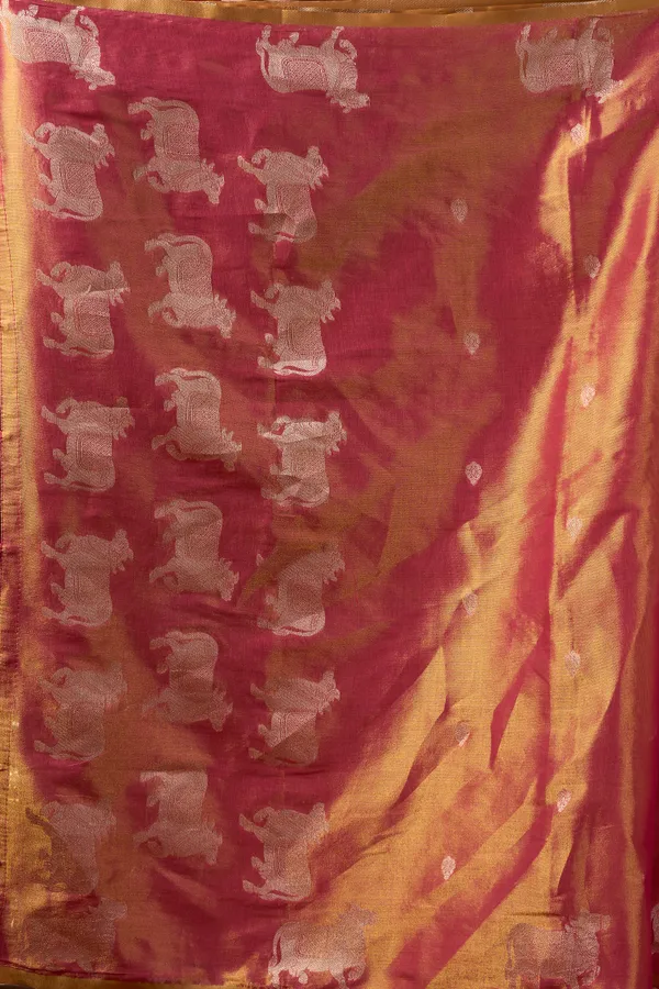 Orange_Heavy_Tissue_Allover_Cow_Butta_Saree_For_Women