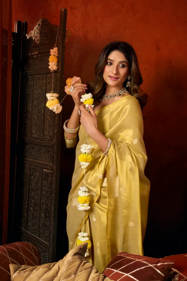 Yellow_Heavy_Tissue_Allover_Butta_Fancy_Tassel_Saree_For_Women