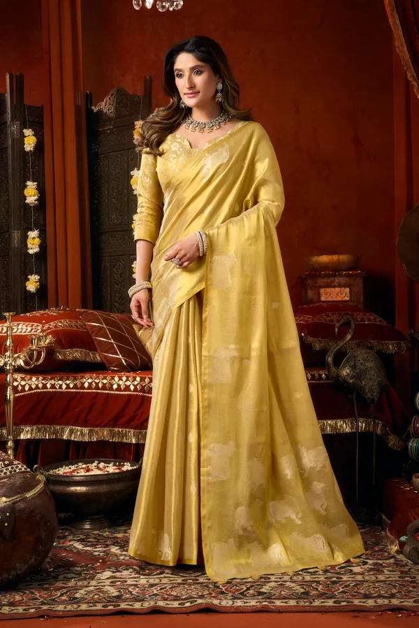Yellow_Heavy_Tissue_Allover_Butta_Fancy_Tassel_Saree_For_Women