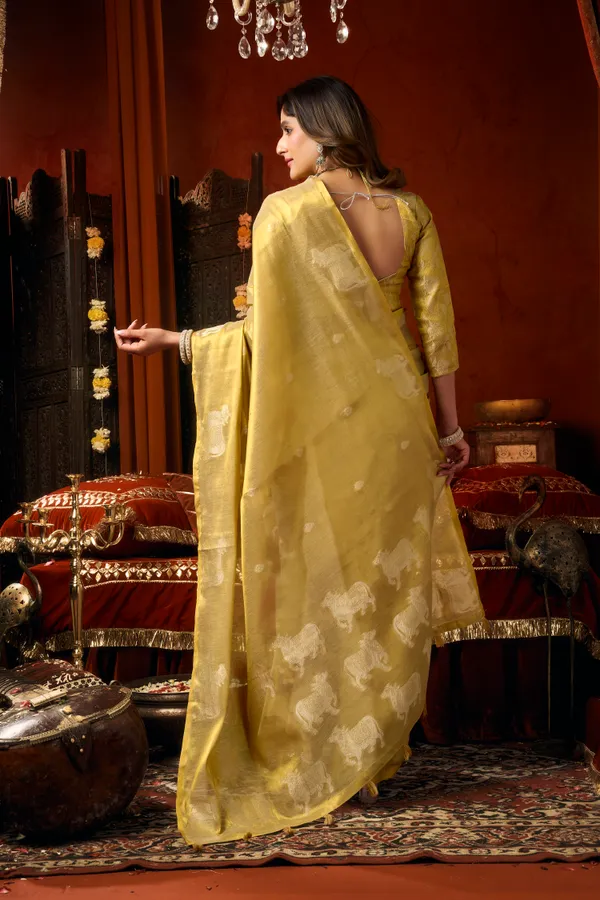 Yellow_Heavy_Tissue_Allover_Butta_Fancy_Tassel_Saree_For_Women
