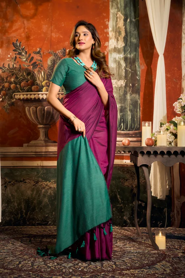 Purple_Heavy_Tissue_Allover_Cow_Butta_Saree_With_Fancy_Tassels_For_Women