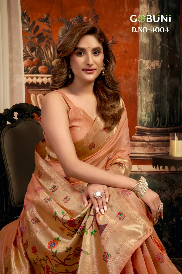 Orange_Kota_Paithani_Tassel_Saree_For_Women