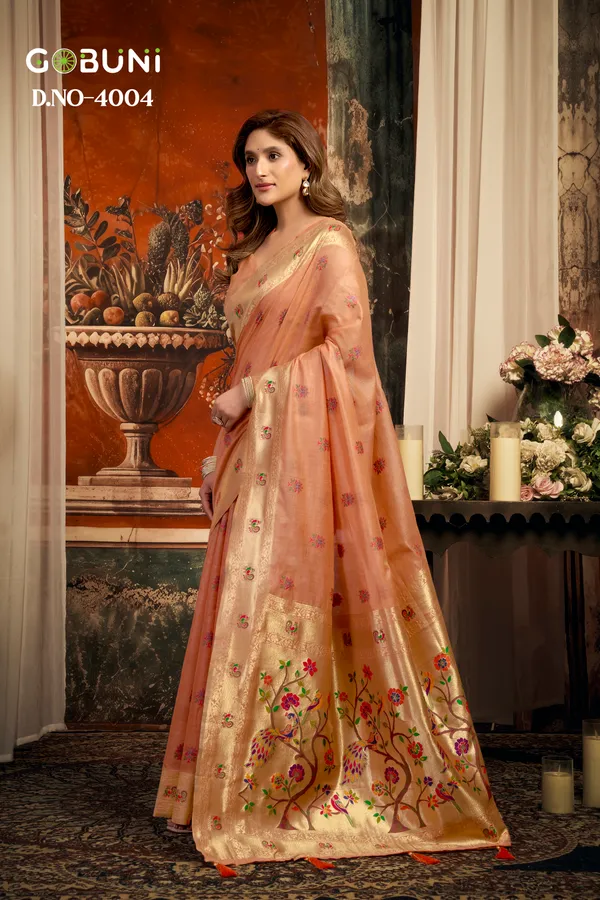 Orange_Kota_Paithani_Tassel_Saree_For_Women