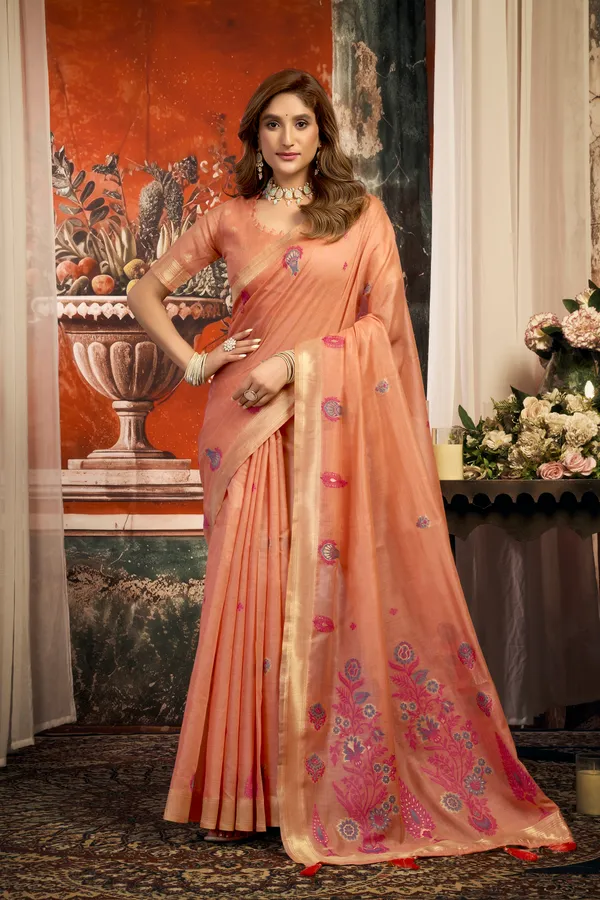 Pink_Pure_Cotton_Zari_Border_Tassel_Saree_For_Women