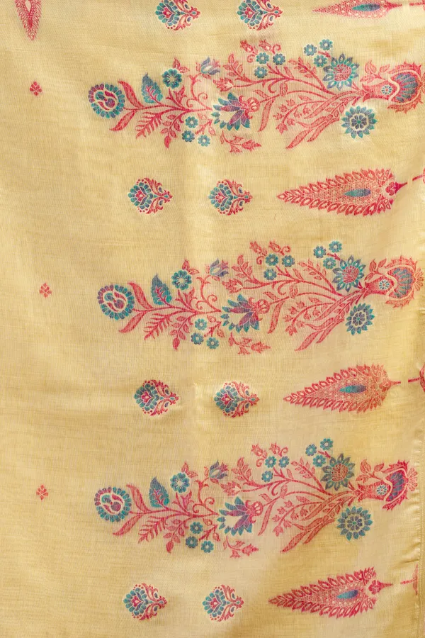 Cream_Pure_Cotton_Zari_Border_Saree_With_Fancy_Tassels_For_Women