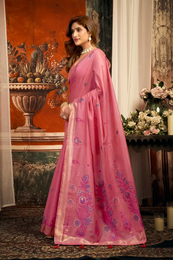 Pink_Pure_Cotton_Zari_Border_Tassel_Saree_For_Women