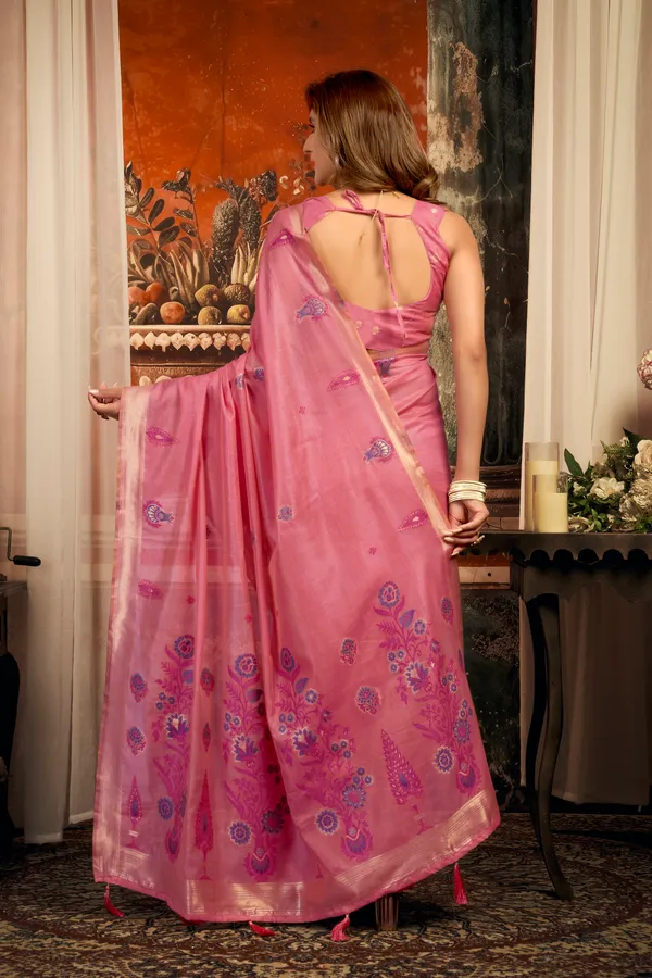 Pink_Pure_Cotton_Zari_Border_Tassel_Saree_For_Women