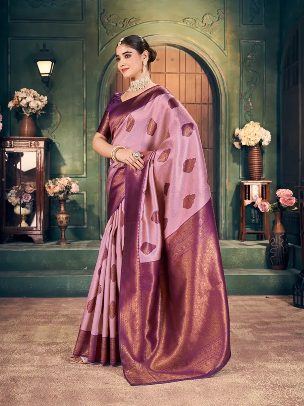 Purple_Zari_Silk_Zhallar_Saree_For_Women