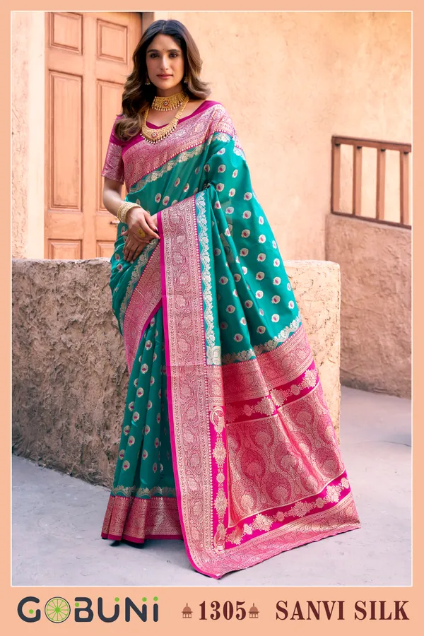 Multicolor_Silk_Saree_With_Zhallar_For_Women