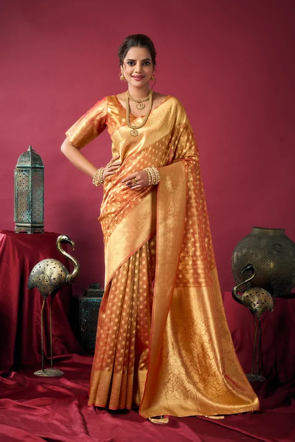 Orange_Tissue_Silk_Zhallar_Saree_For_Women