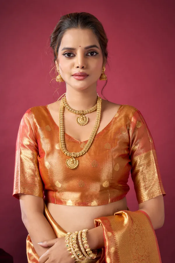 Orange_Tissue_Silk_Zhallar_Saree_For_Women