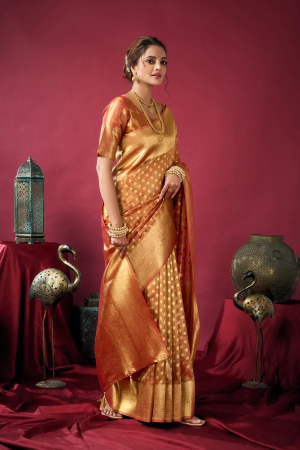 Orange_Tissue_Silk_Zhallar_Saree_For_Women