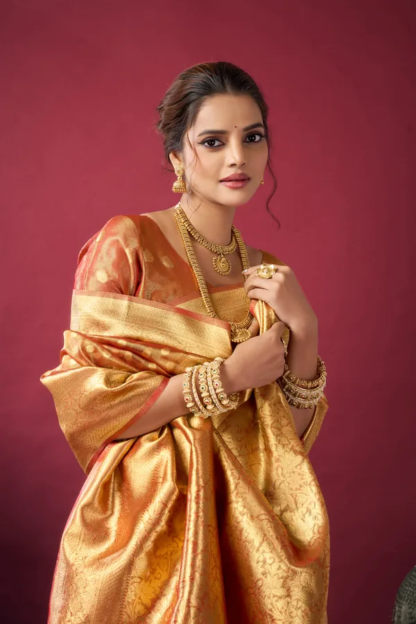 Orange_Tissue_Silk_Zhallar_Saree_For_Women
