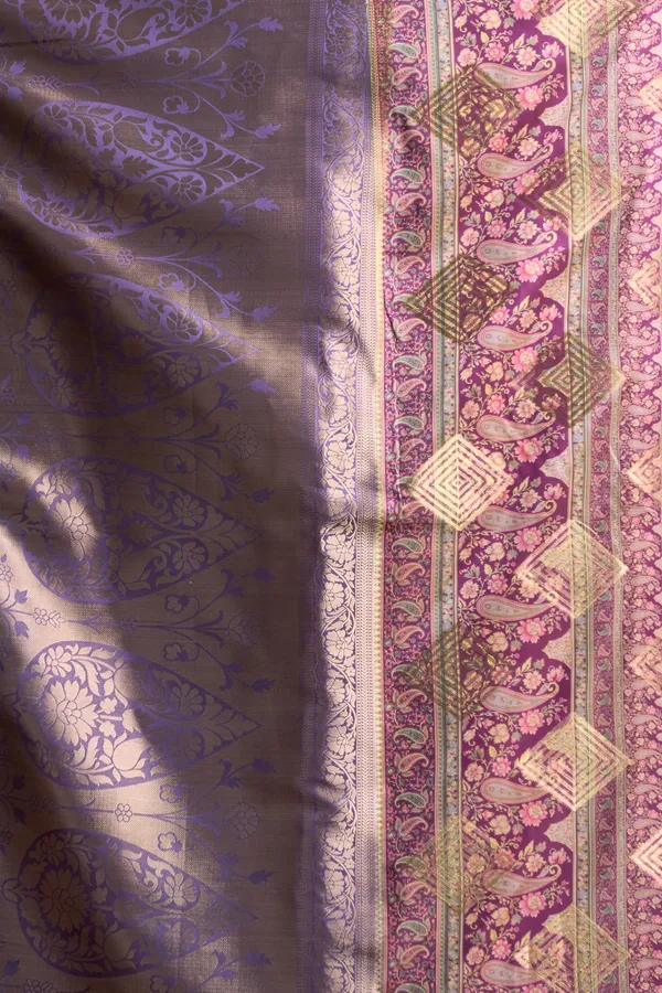 Multicolor_Digital_Cluster_Print_Saree_With_Banarasi_Border_And_Tassels_For_Women