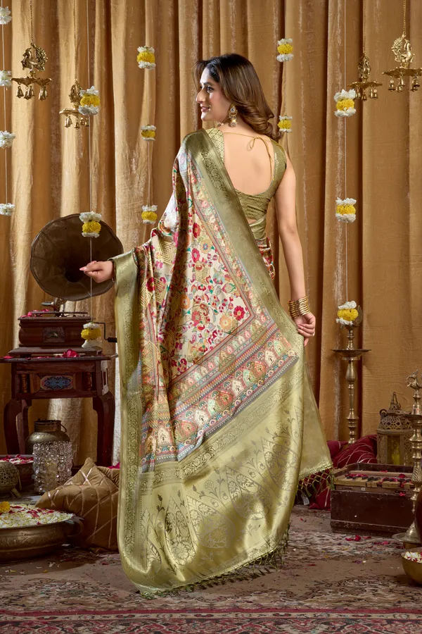 Multi_Digital_Cluster_Print_Banarasi_Border_Tassel_Saree_For_Women