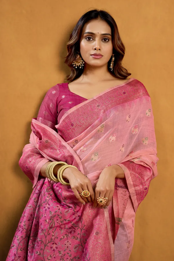 Pink_Spun_Cotton_Zari_Jhallar_Rich_Pallu_Saree_For_Women