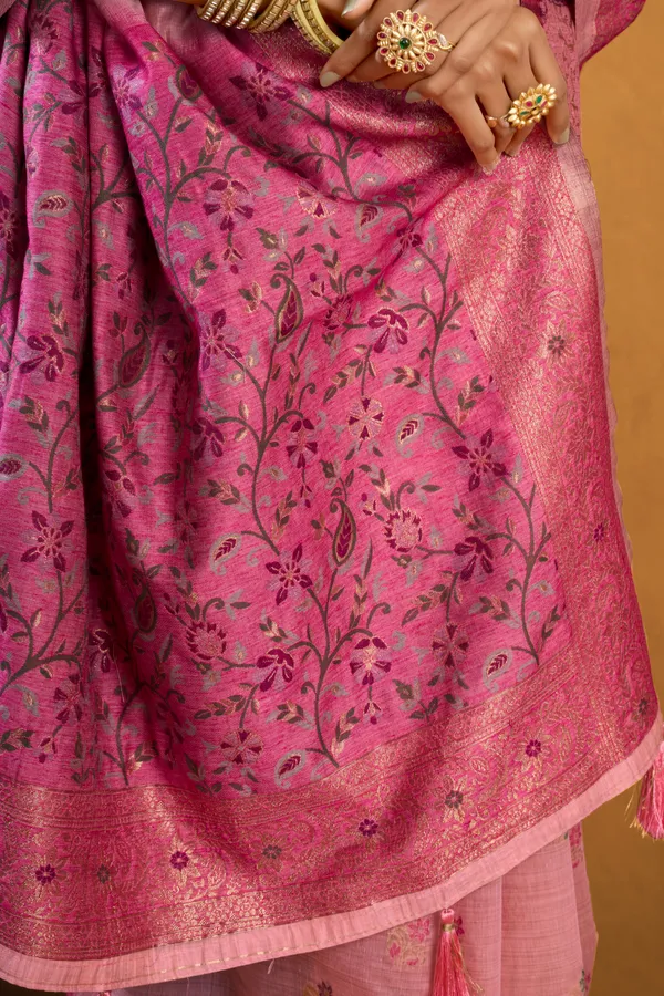 Pink_Spun_Cotton_Zari_Jhallar_Rich_Pallu_Saree_For_Women