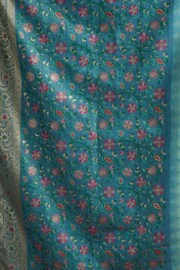 Teal_Spun_Cotton_Zari_Jhallar_Rich_Pallu_Saree_For_Women