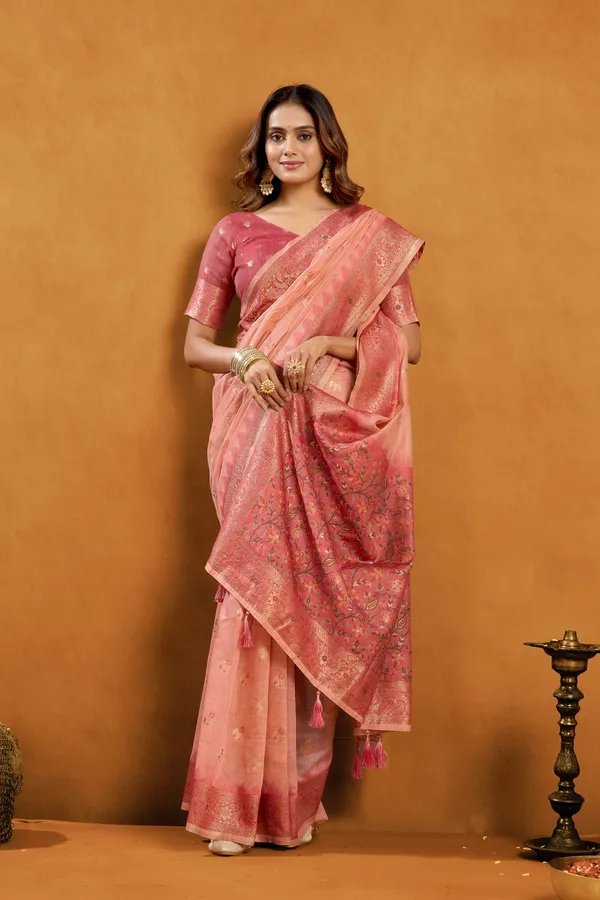 Pink_Spun_Cotton_Zari_Jhallar_Rich_Pallu_Saree_For_Women