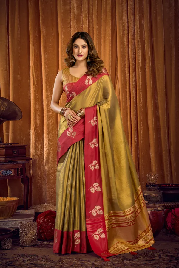 Yellow_Soft_Tissue_Contrast_Border_Zhallar_Saree_For_Women