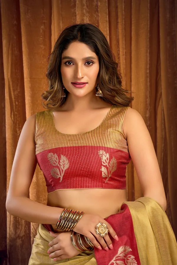 Yellow_And_Red_Soft_Tissue_Contrast_Border_Zhallar_Saree_For_Women