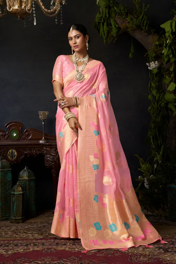 Pink_Organza_Khadi_Zhallar_Saree_For_Women