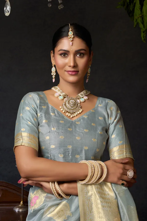 Grey_Organza_Khadi_Zhallar_Saree_For_Women