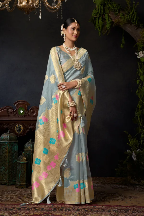 Grey_Organza_Khadi_Zhallar_Saree_For_Women