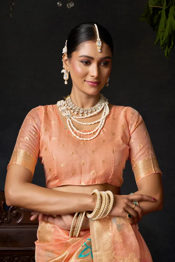 Pink_Organza_Khadi_Saree_With_Zhallar_For_Women
