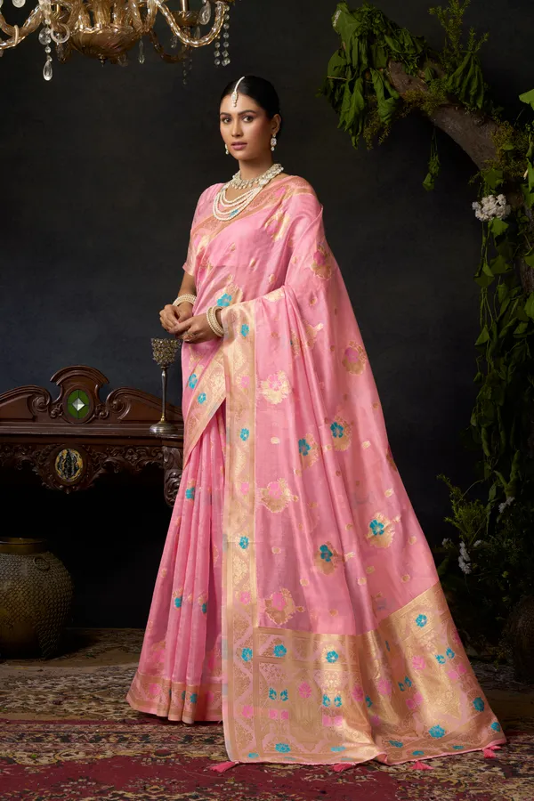 Pink_Organza_Khadi_Zhallar_Saree_For_Women