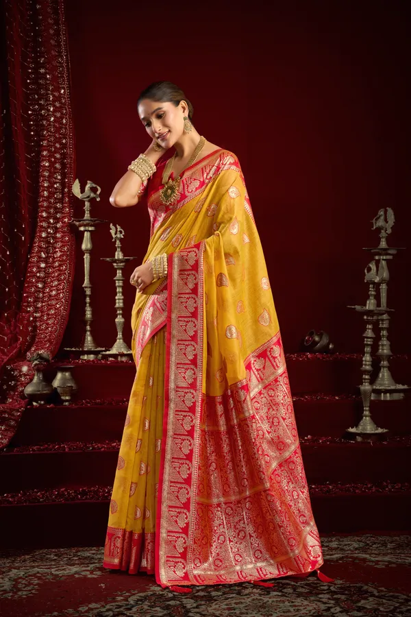 Yellow_Modal_Banarasi_Zari_Zhallar_Saree_For_Women