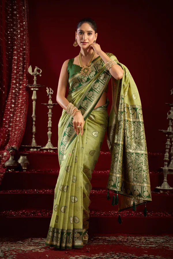 Green_Modal_Banarasi_Zari_Zhallar_Saree_For_Women