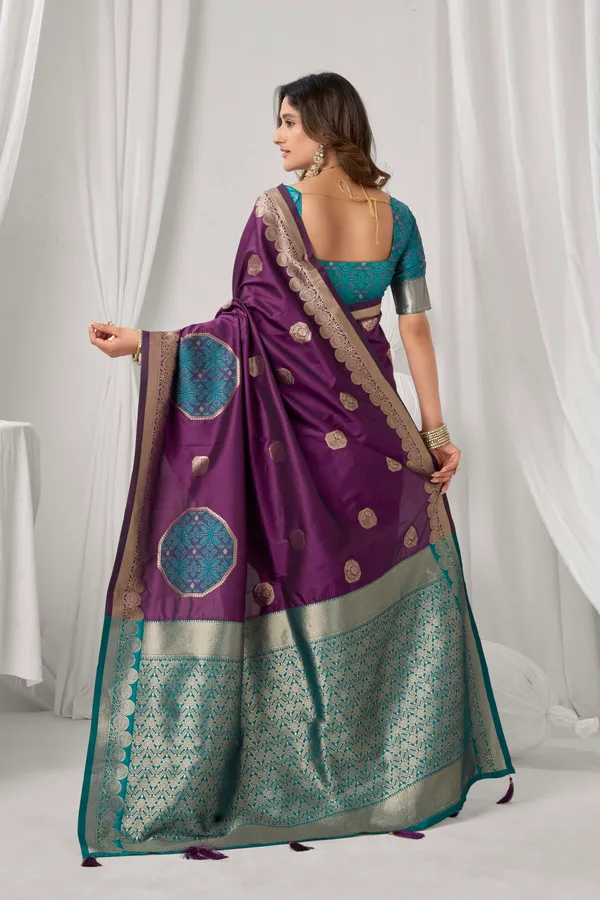 Purple_Soft_Silk_Fancy_Pompom_Saree_For_Women