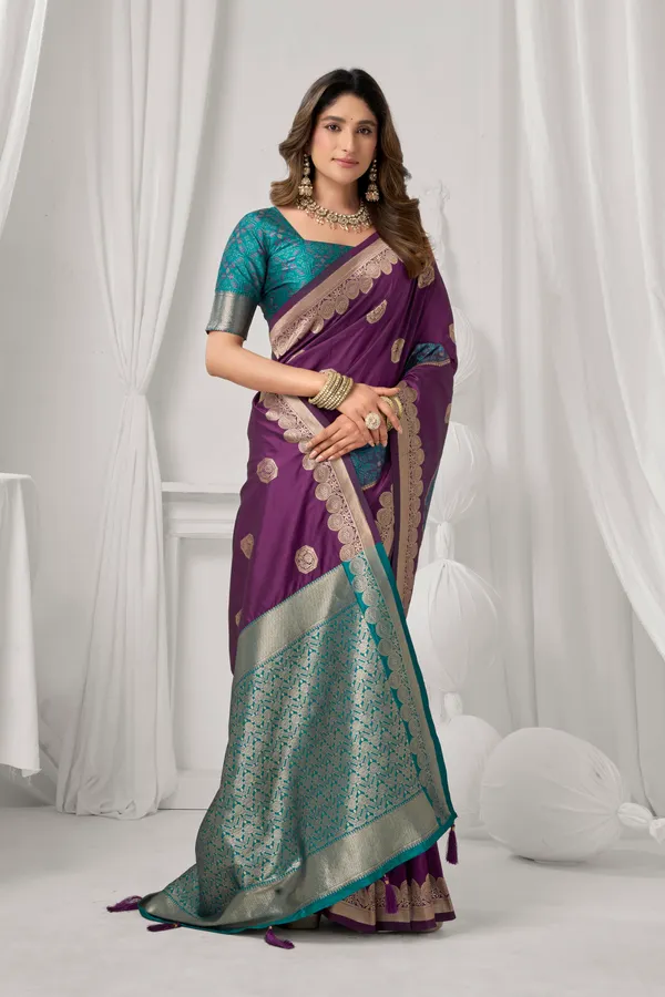 Purple_Soft_Silk_Fancy_Pompom_Saree_For_Women