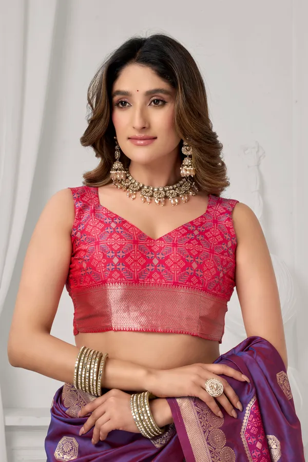 Purple_Soft_Silk_Pompom_Saree_For_Women