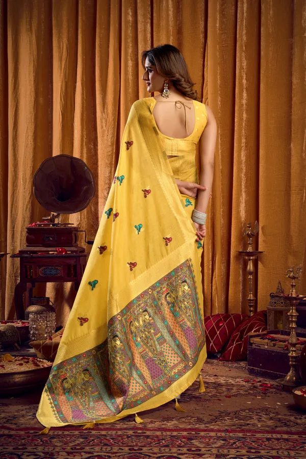 Yellow_Modal_Katha_Work_Meena_Zhallar_Saree_For_Women