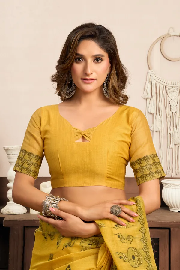 Yellow_Modal_Warli_Work_Zhallar_Saree_For_Women