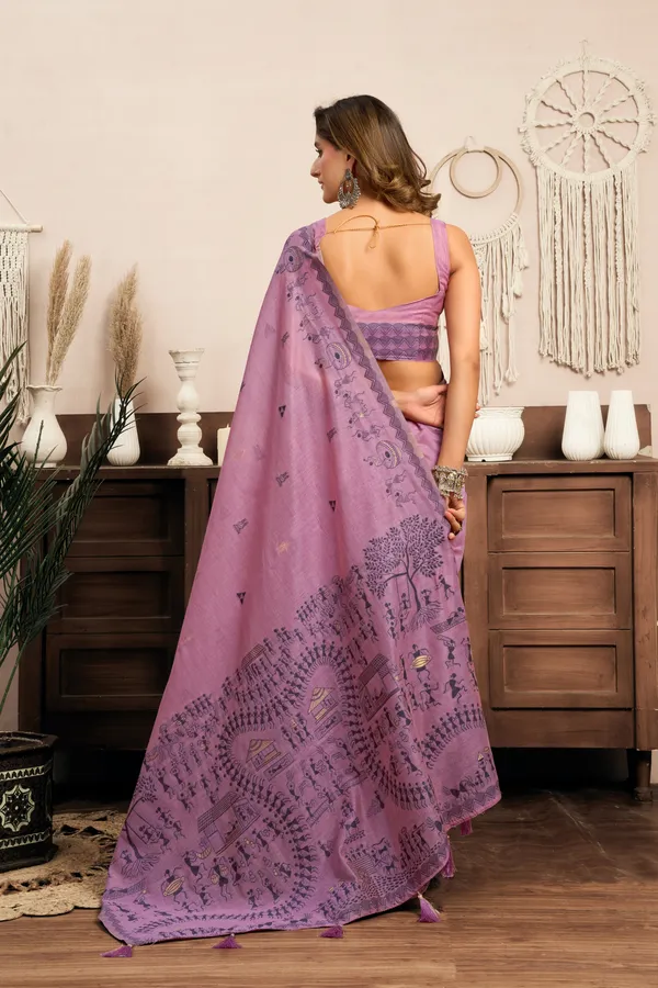 Purple_Modal_Warli_Work_Zhallar_Saree_For_Women