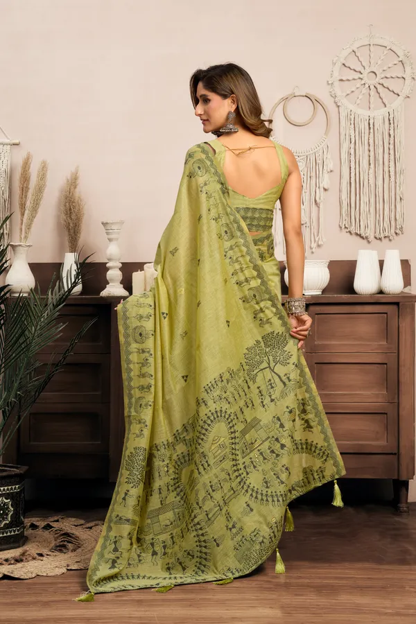 Yellow_Modal_Warli_Print_Zhallar_Saree_For_Women