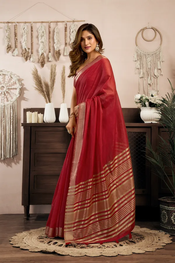 Multicolor_Khadi_Cotton_Brocade_Blouse_Zhallar_Saree_For_Women