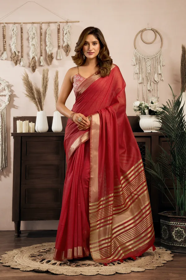 Multicolor_Khadi_Cotton_Brocade_Blouse_Zhallar_Saree_For_Women
