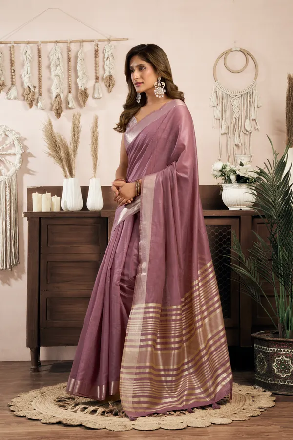 Multi_Khadi_Cotton_Brocade_Blouse_Zhallar_Saree_For_Women