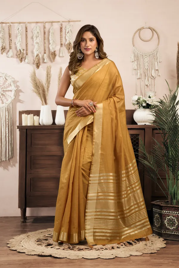 Yellow_Khadi_Cotton_Brocade_Blouse_Zhallar_Saree_For_Women