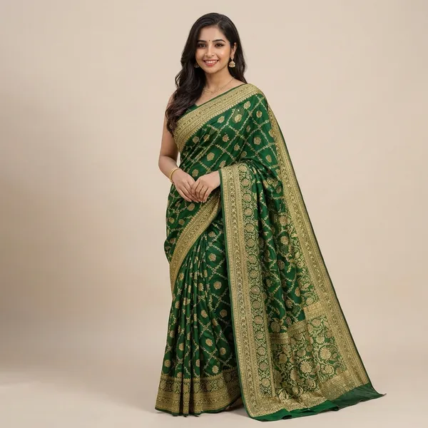 Maroon_Banarasi_Silk_Woven_Saree_With_Golden_Zari_Work_For_Women
