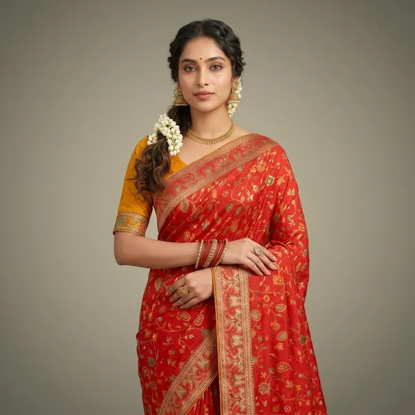 Orange_Fancy_Fabric_Banarasi_Zari_Border_Saree_For_Women